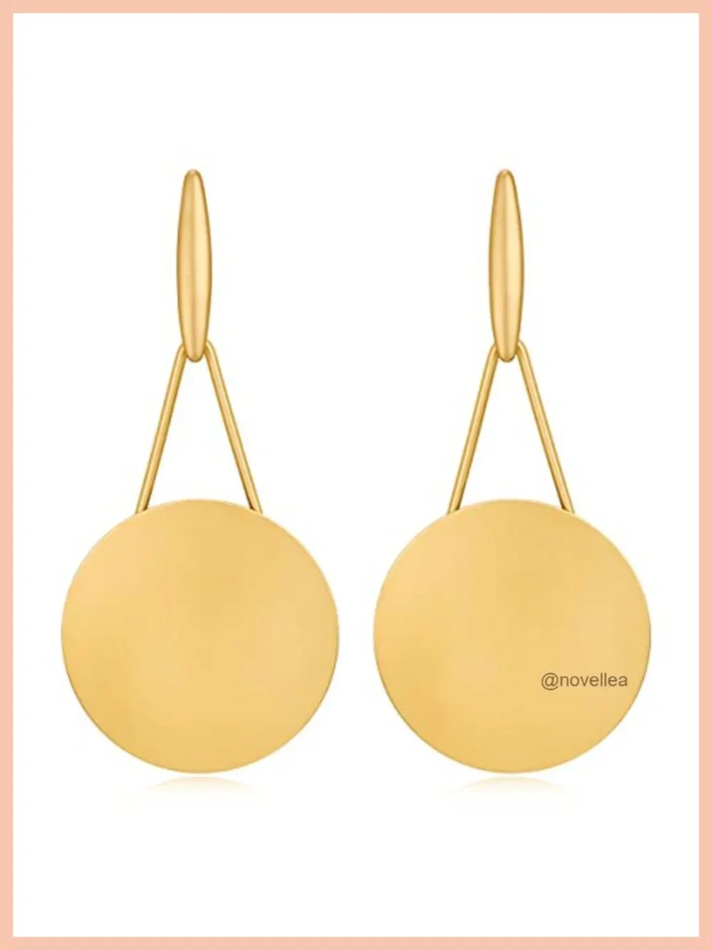 Large Disc Geometric Dangle Earrings Statement Matte Gold Plated Hypoallergenic